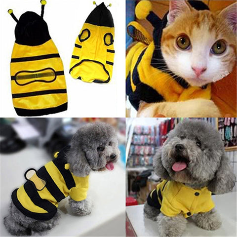 Pet Mascots Hoodie Cute Clothes for Cats Fancy Puppy Kitten Apparel Costume Chihuahua Small Cat Dog Coat Bee Style Outfit